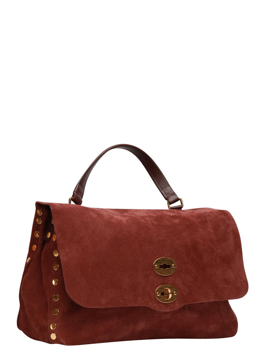 ZANELLATO Postina Jones Medium Handbag in Vinaccio Suede Leather