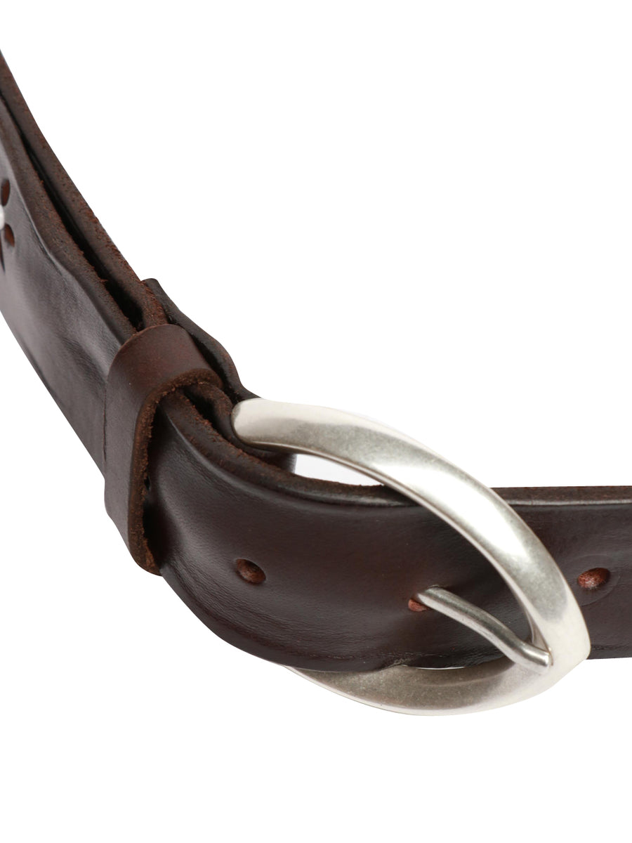 ORCIANI Bull Soft B Belt in Brown Leather with Coloured Studs