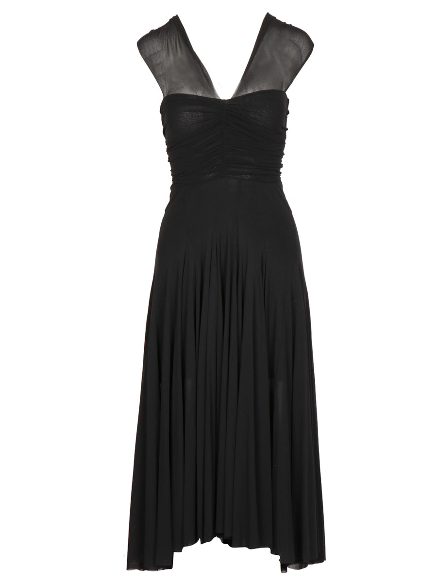 PHILOSOPHY DI LORENZO SERAFINI Dress in Black Tulle with Drapes V0430 7118 