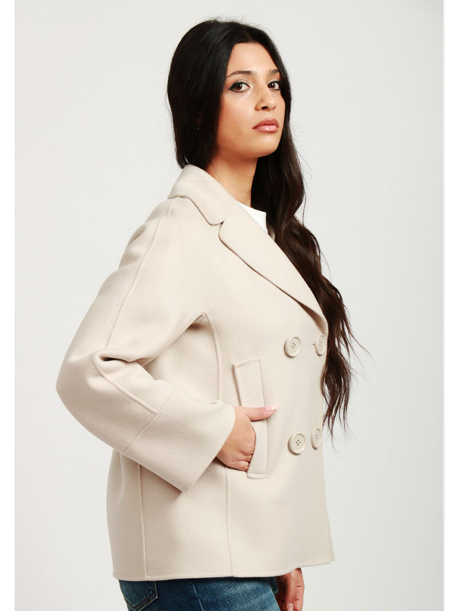 S MAXMARA Caban Cardy Doppiopetto in Lana Vergine Ghiaccio S MAXMARA Caban Cardy Doppiopetto in Lana Vergine Ghiaccio