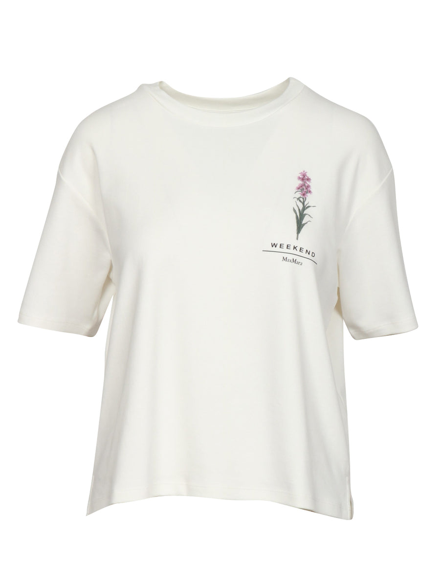 WEEKEND MAX MARA T-shirt in Cotone Avorio con Fantasia