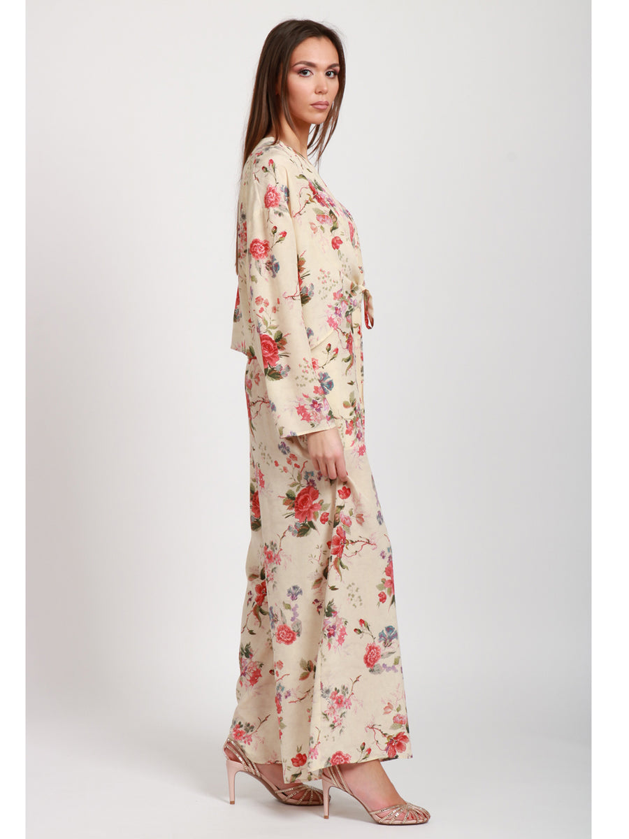 ◆25SS◆関送込【WEEKEND MAX MARA】RAGUSA*花柄*ジャンプスーツ Silk crêpe de Chine jumpsuit, ivory | Weekend Max Mara