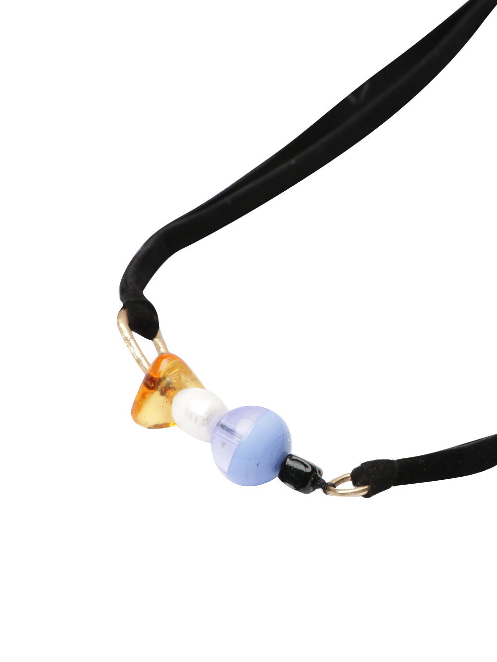 Collana Choker in Velluto Blu Notte con Perle