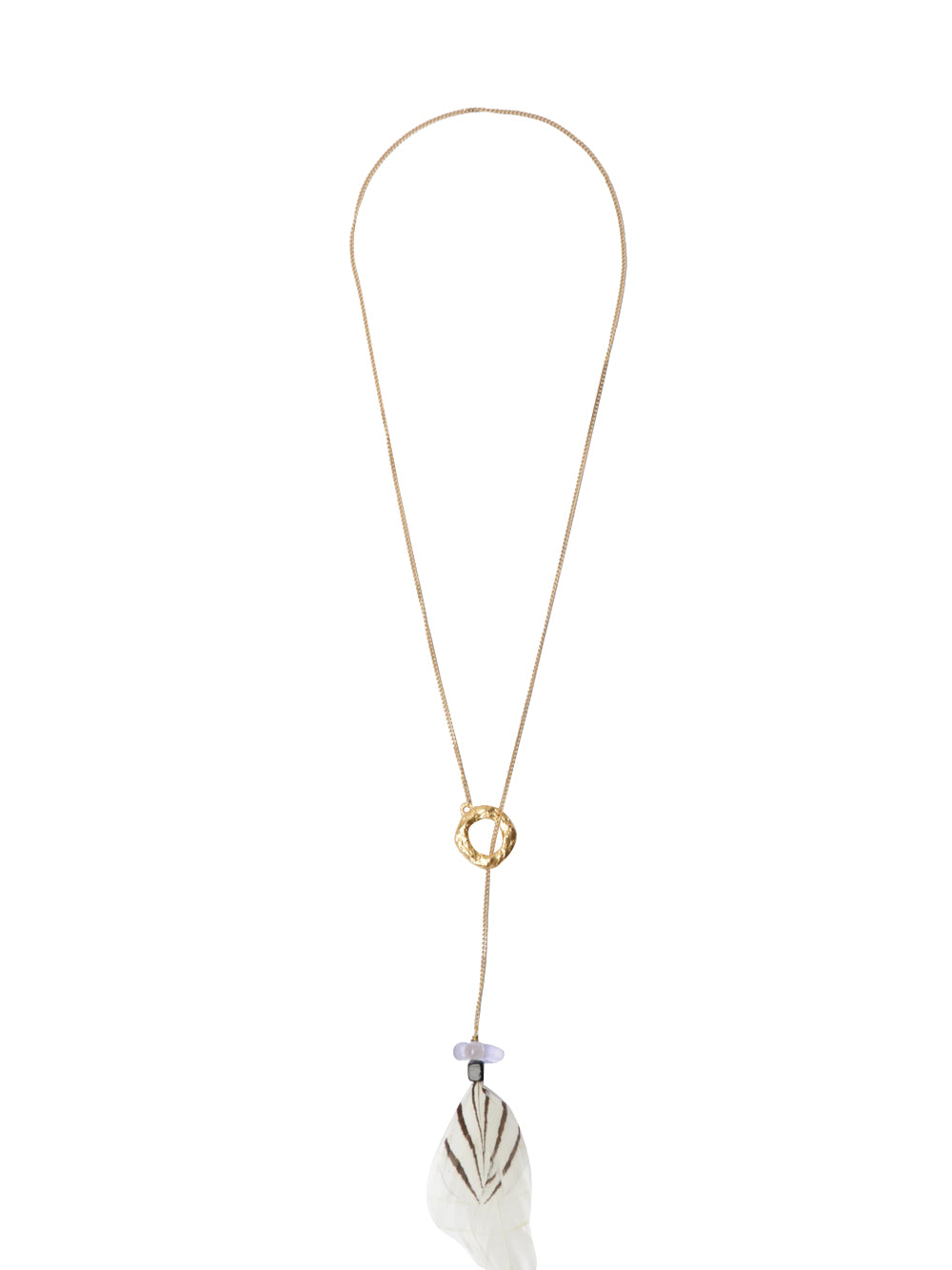 Collana Lunga Oro con Piuma