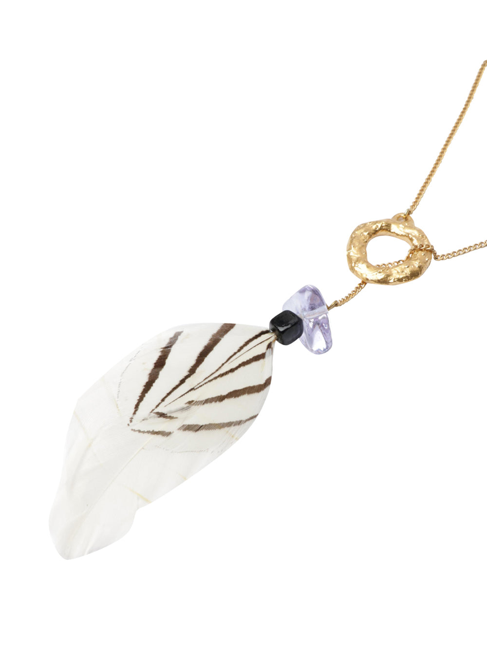 Collana Lunga Oro con Piuma