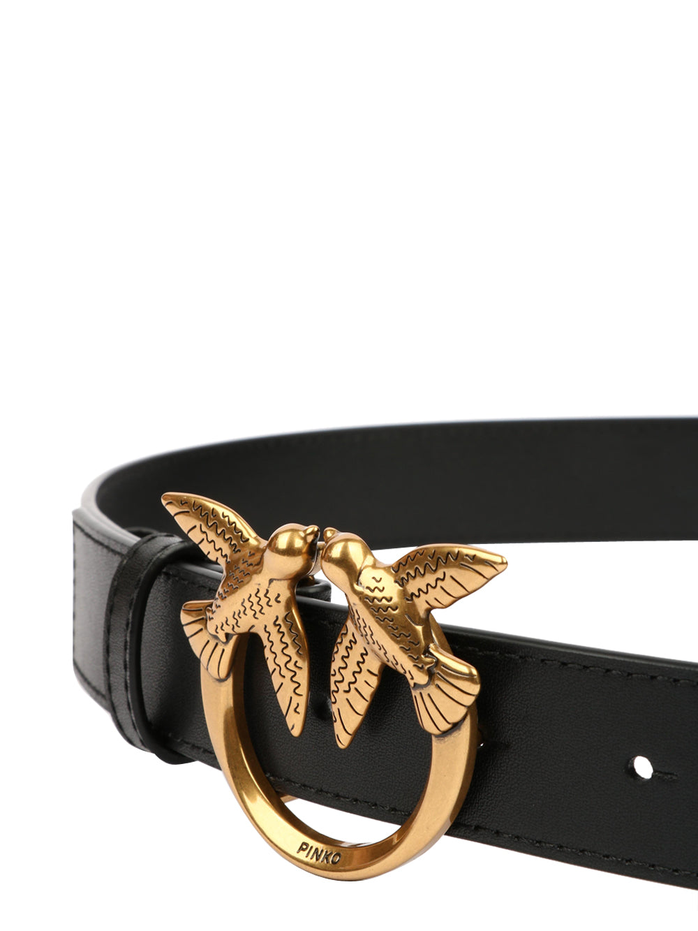 Cintura Love Berry Simply H3 in Pelle Nera con Fibbia Oro