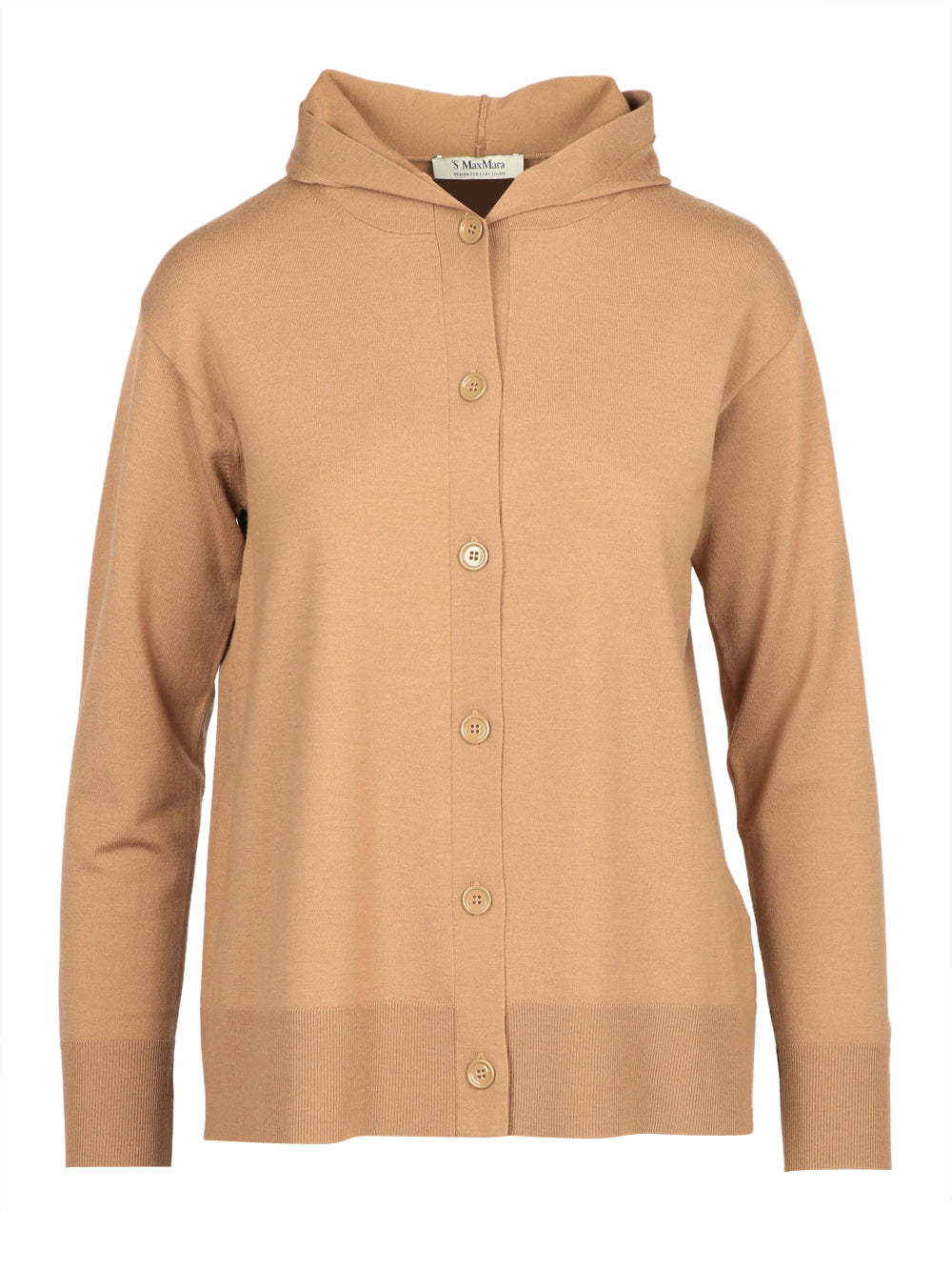 Cardigan Pordoi in Lana Vergine Cammello con Cappuccio