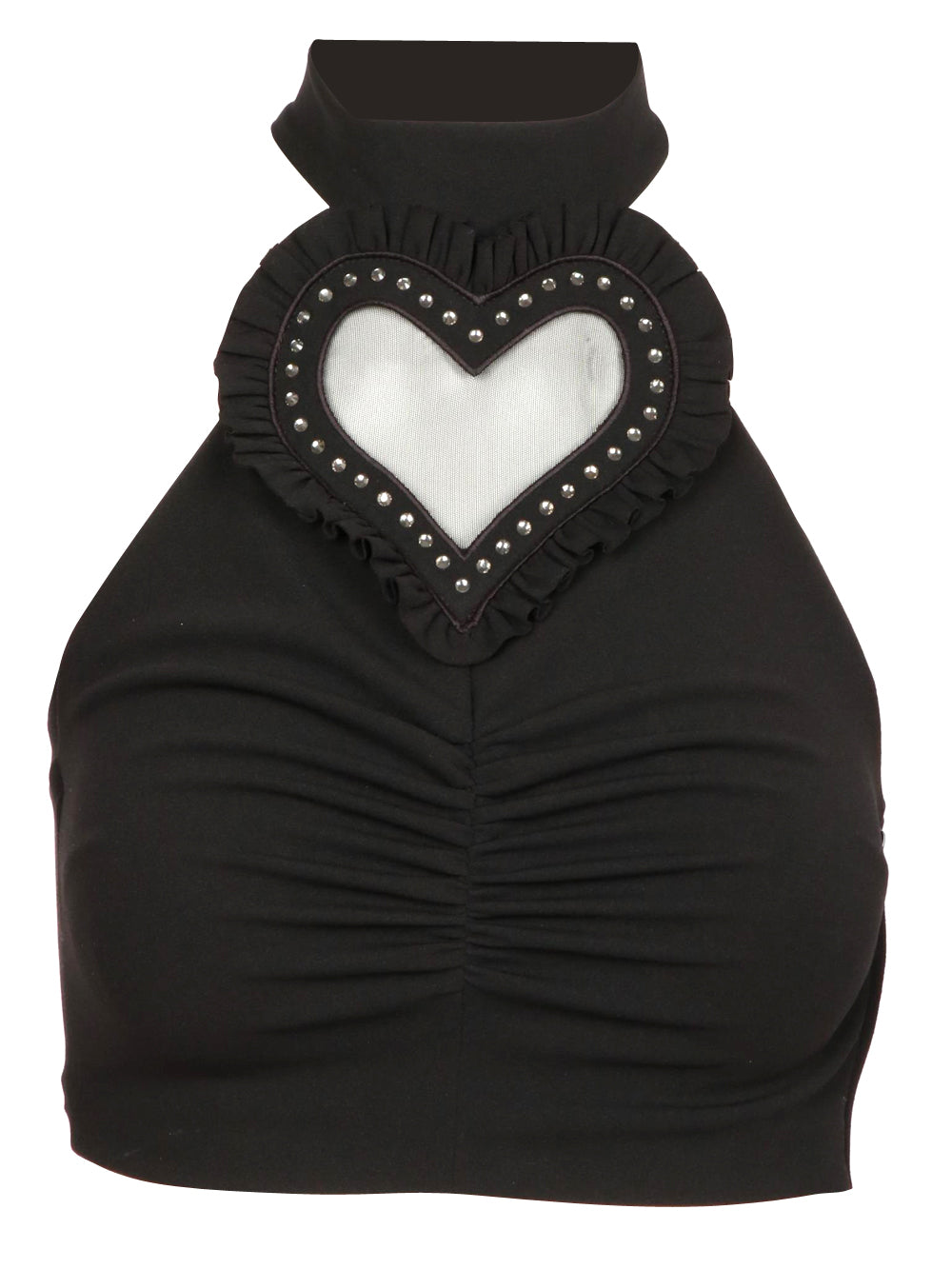 Top Heart Crop Nero con Dettaglio Cuore