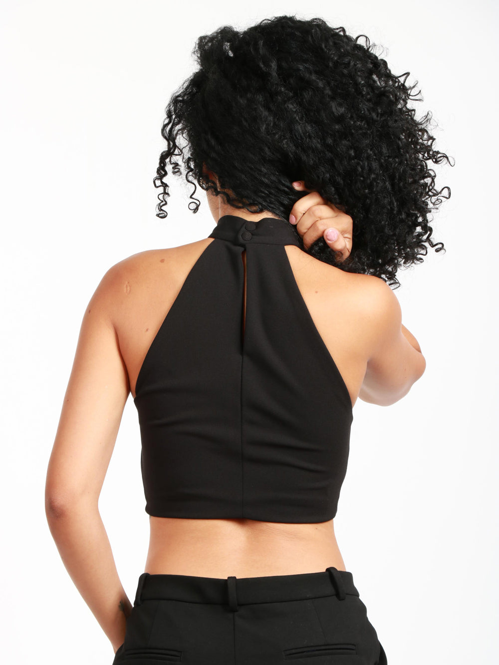 Top Heart Crop Nero con Dettaglio Cuore