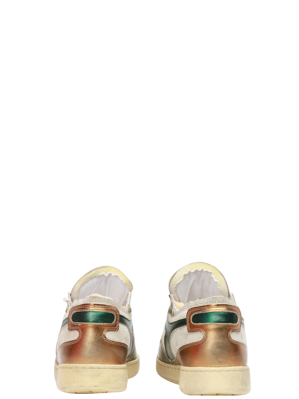 Scarpe Sneakers Mi Basket Row Cut Metal in Pelle Bianche e Verdi