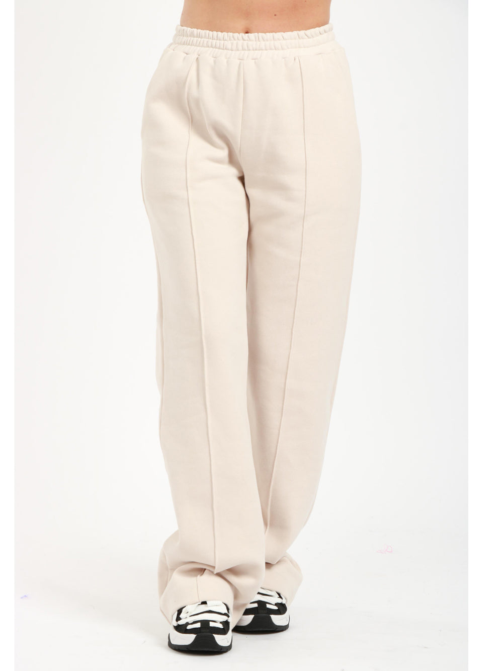 Pantaloni di Tuta Palazzo in Felpa Avorio