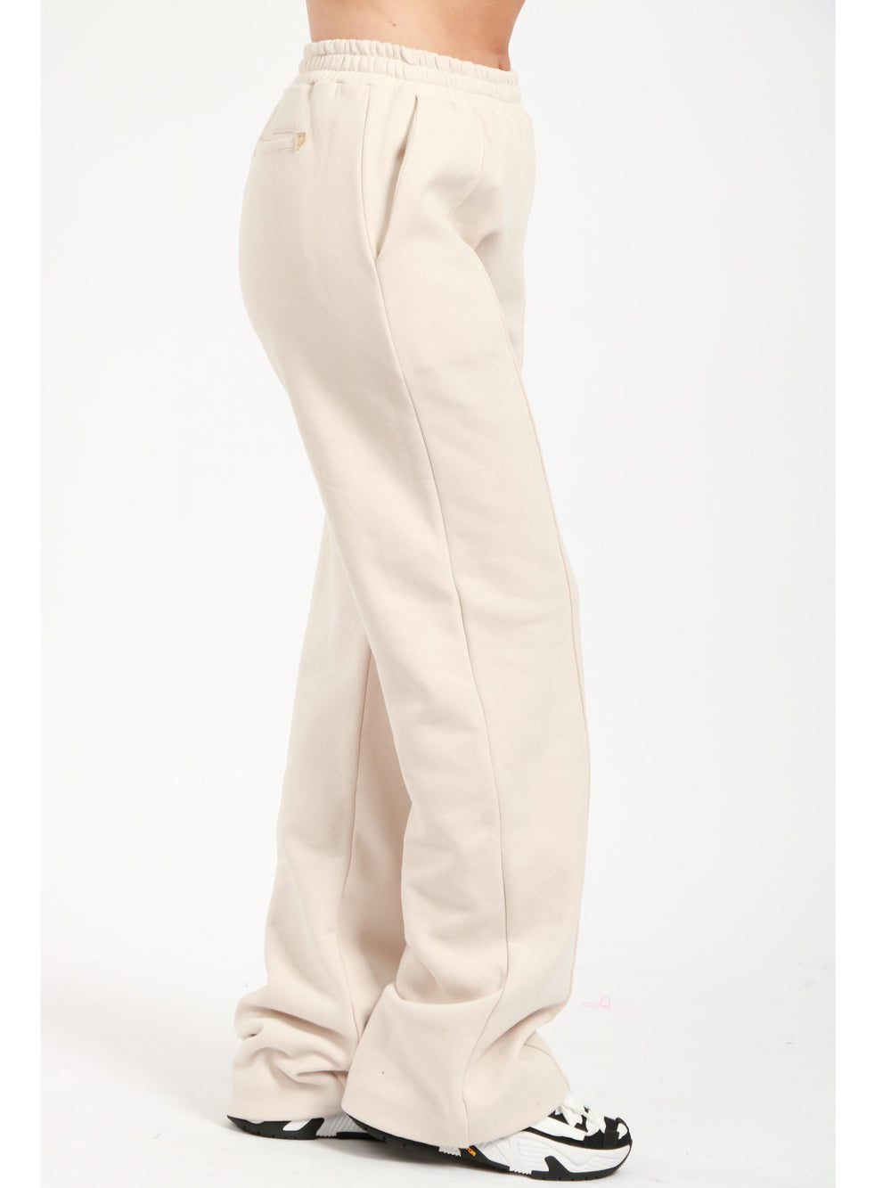 Pantaloni di Tuta Palazzo in Felpa Avorio