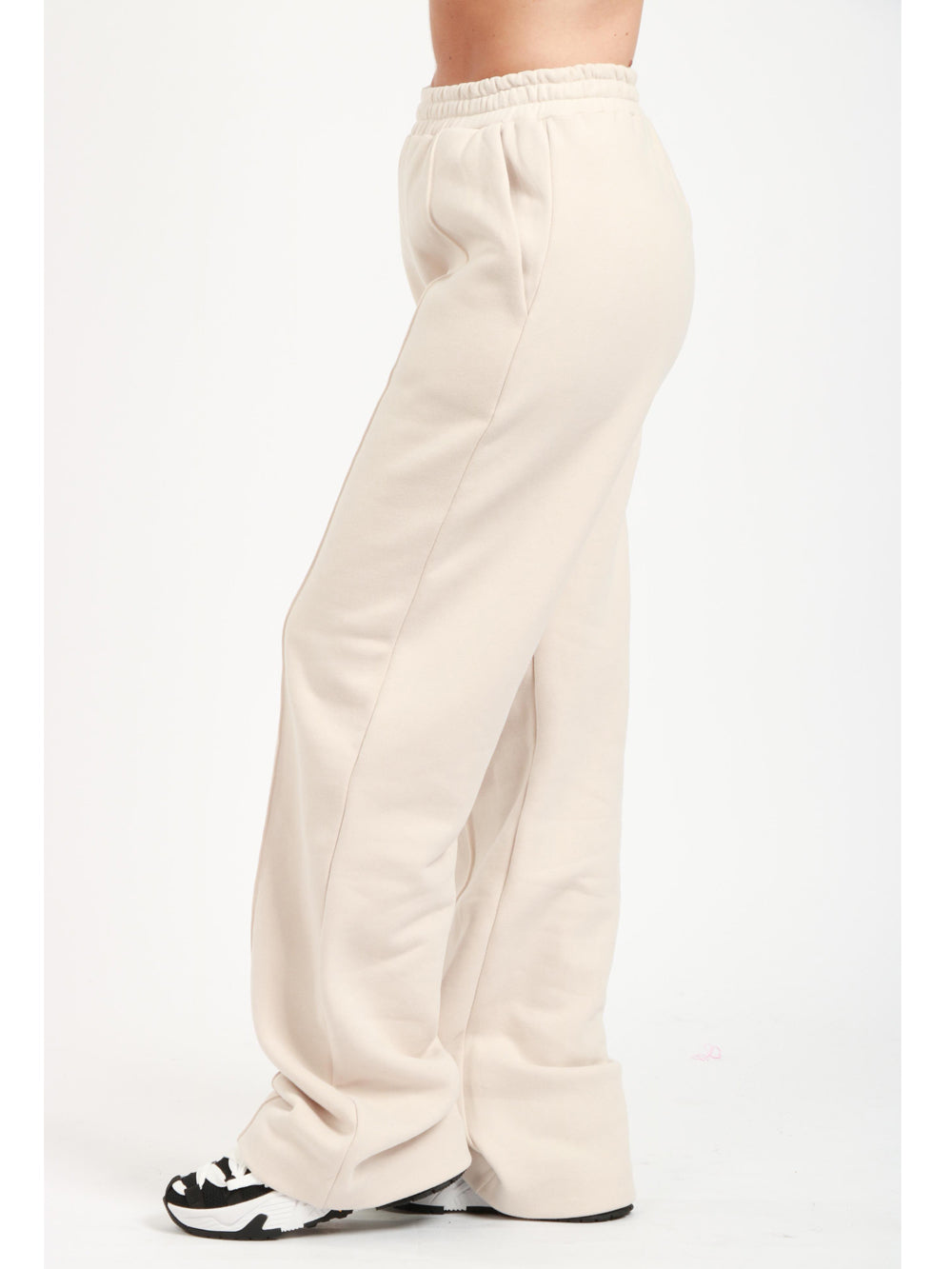 Pantaloni di Tuta Palazzo in Felpa Avorio