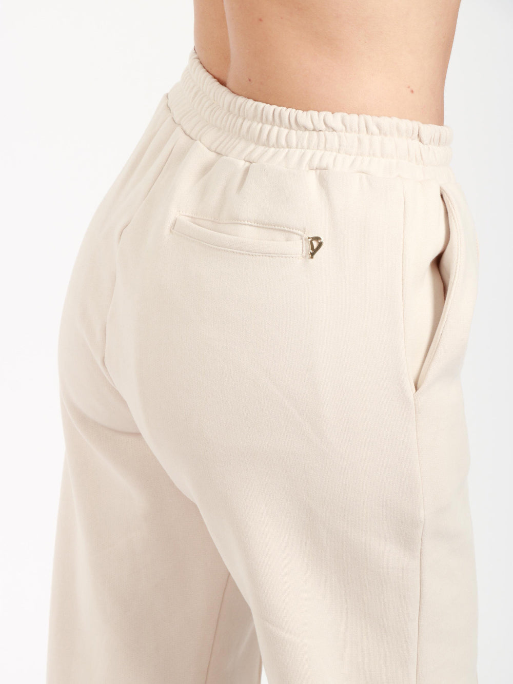 Pantaloni di Tuta Palazzo in Felpa Avorio