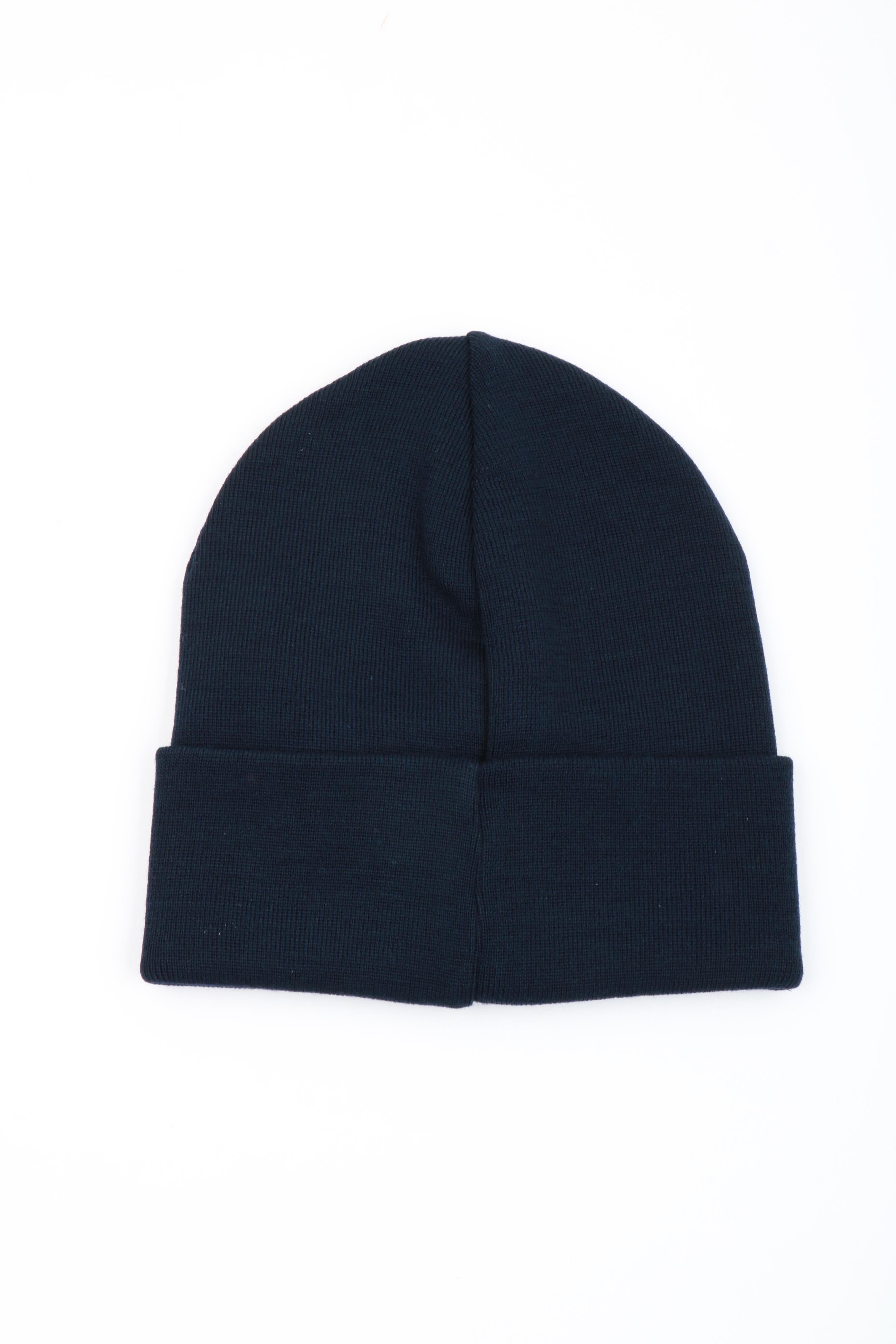 Hat in Blue Wool Blend with Logoed Label