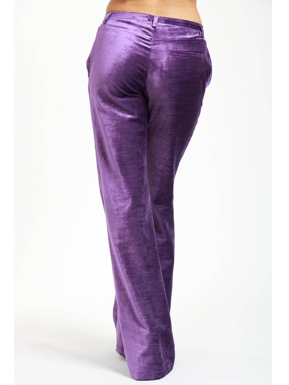 Pantaloni Palazzo in Velluto di Cotone Viola