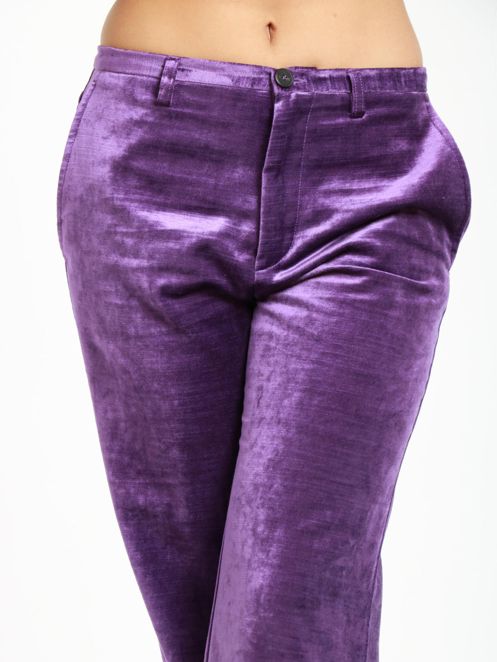 Pantaloni Palazzo in Velluto di Cotone Viola