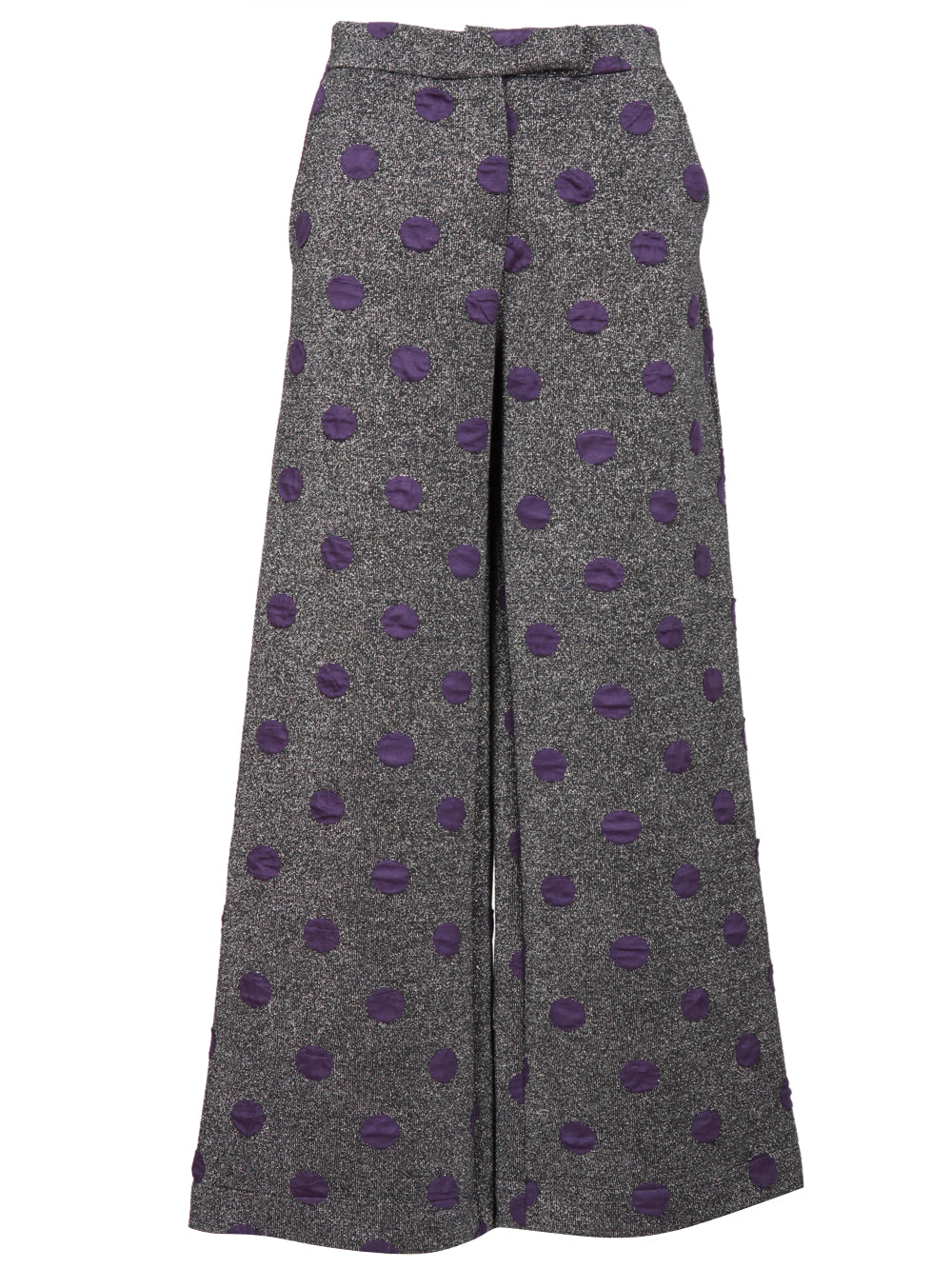 Pantaloni Palazzo Grigi con Pois Viola e Lurex