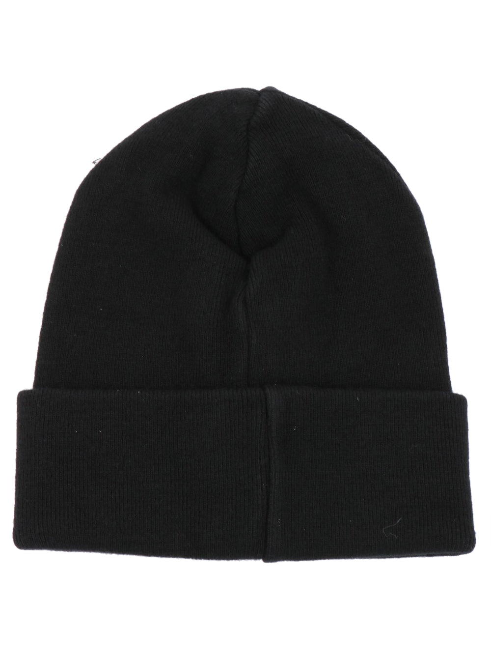 Cappello in Lana Vergine Nero con Etichetta con Logo