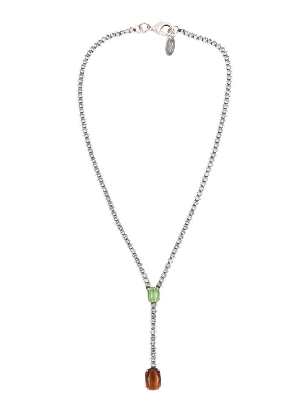 Collana in Cristalli con Pietre Pendenti Verdi e Marroni