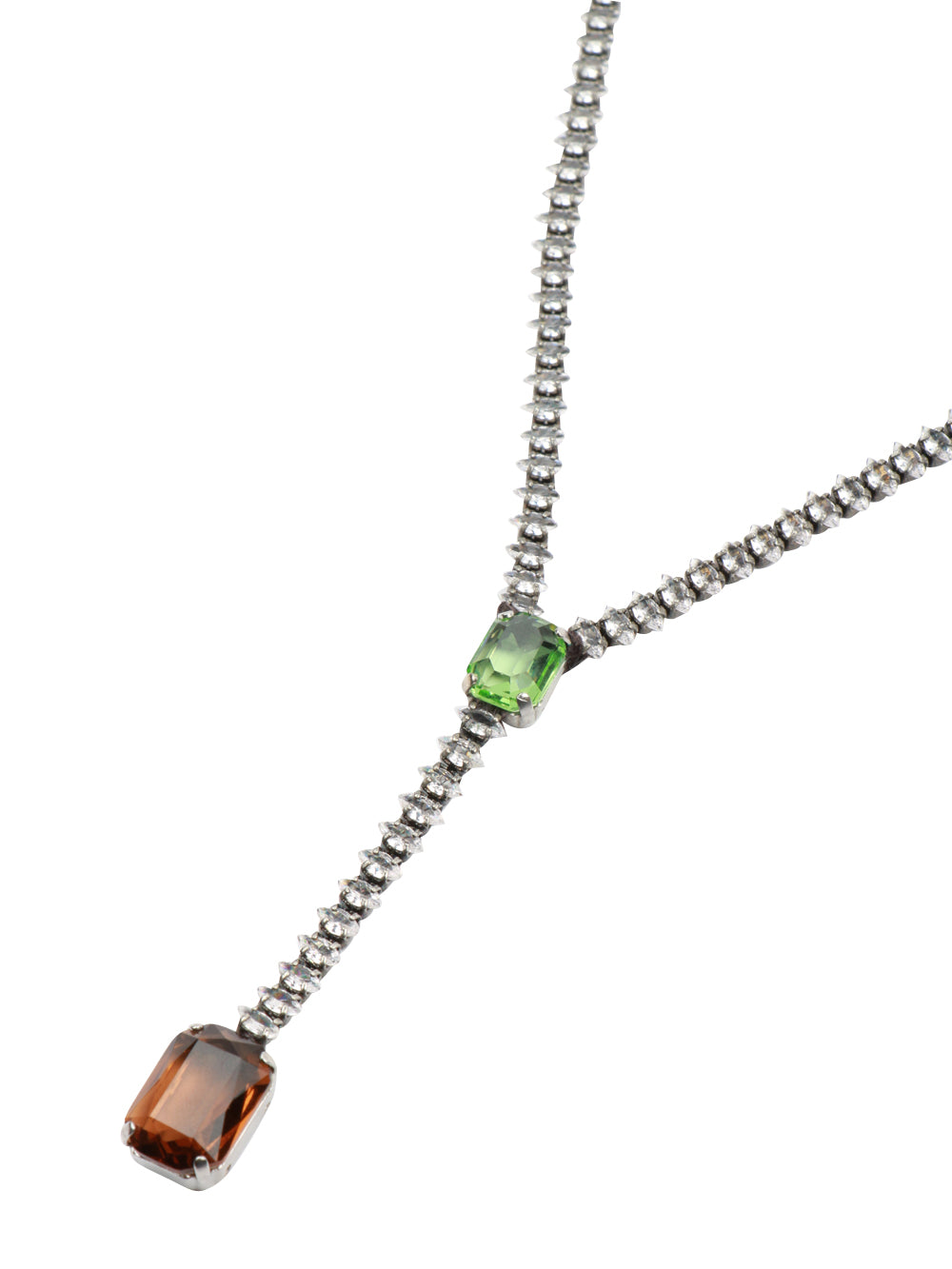Collana in Cristalli con Pietre Pendenti Verdi e Marroni