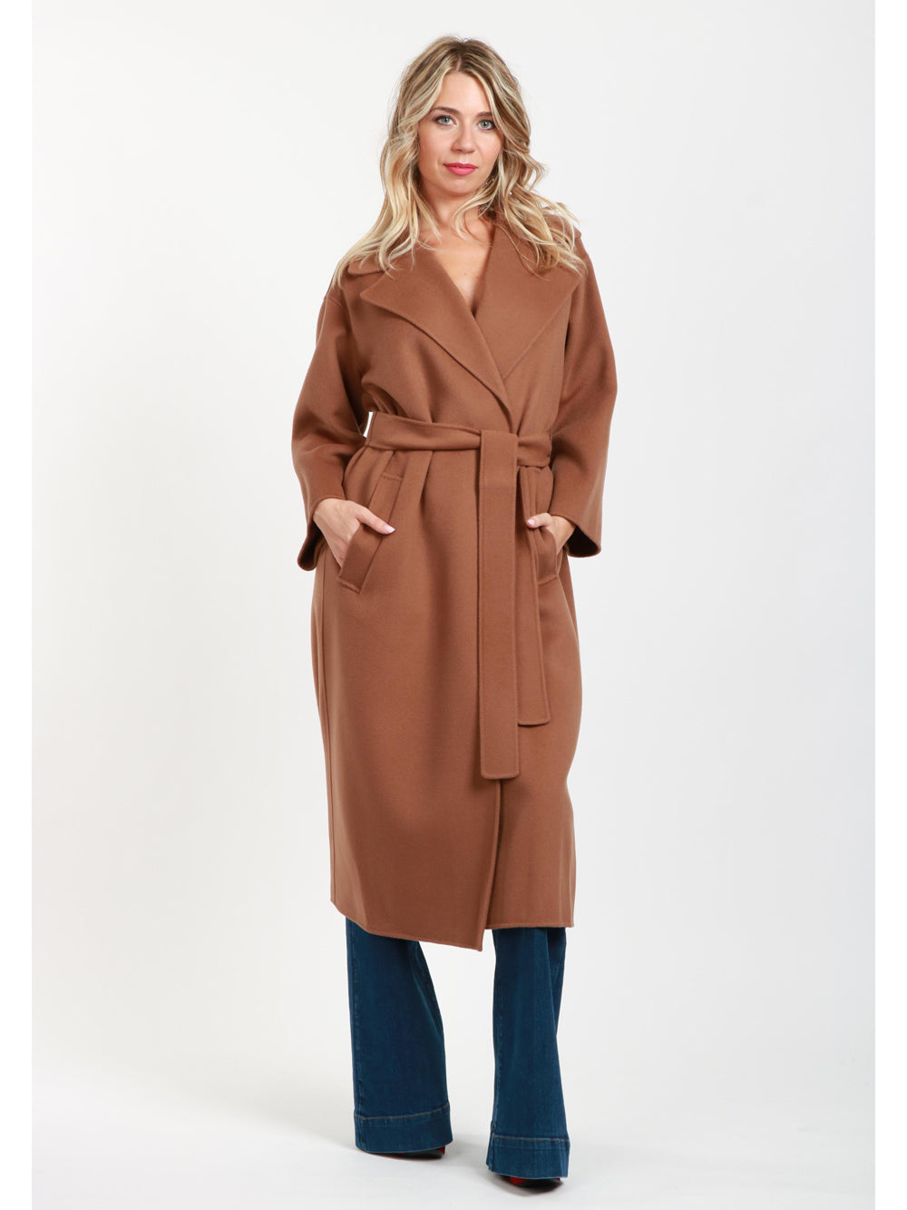 Cappotto Venice a Vestaglia in Lana Vergine Tabacco