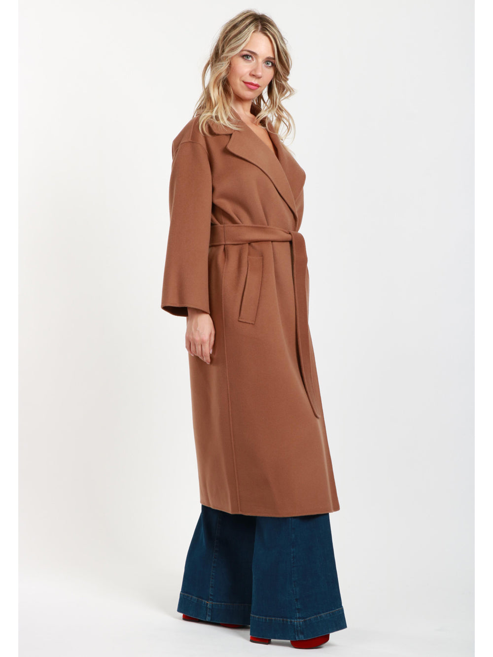 Cappotto Venice a Vestaglia in Lana Vergine Tabacco