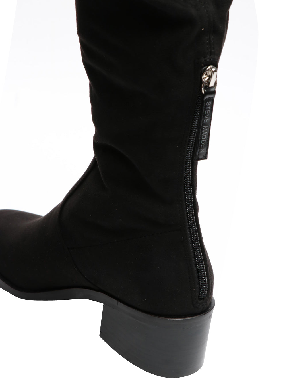 Stivali Salvador in Suede Neri con Tacco Quadrato