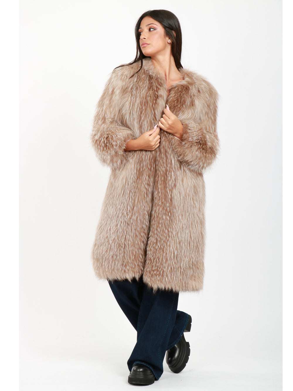 Pelliccia Girocollo in Volpe Beige