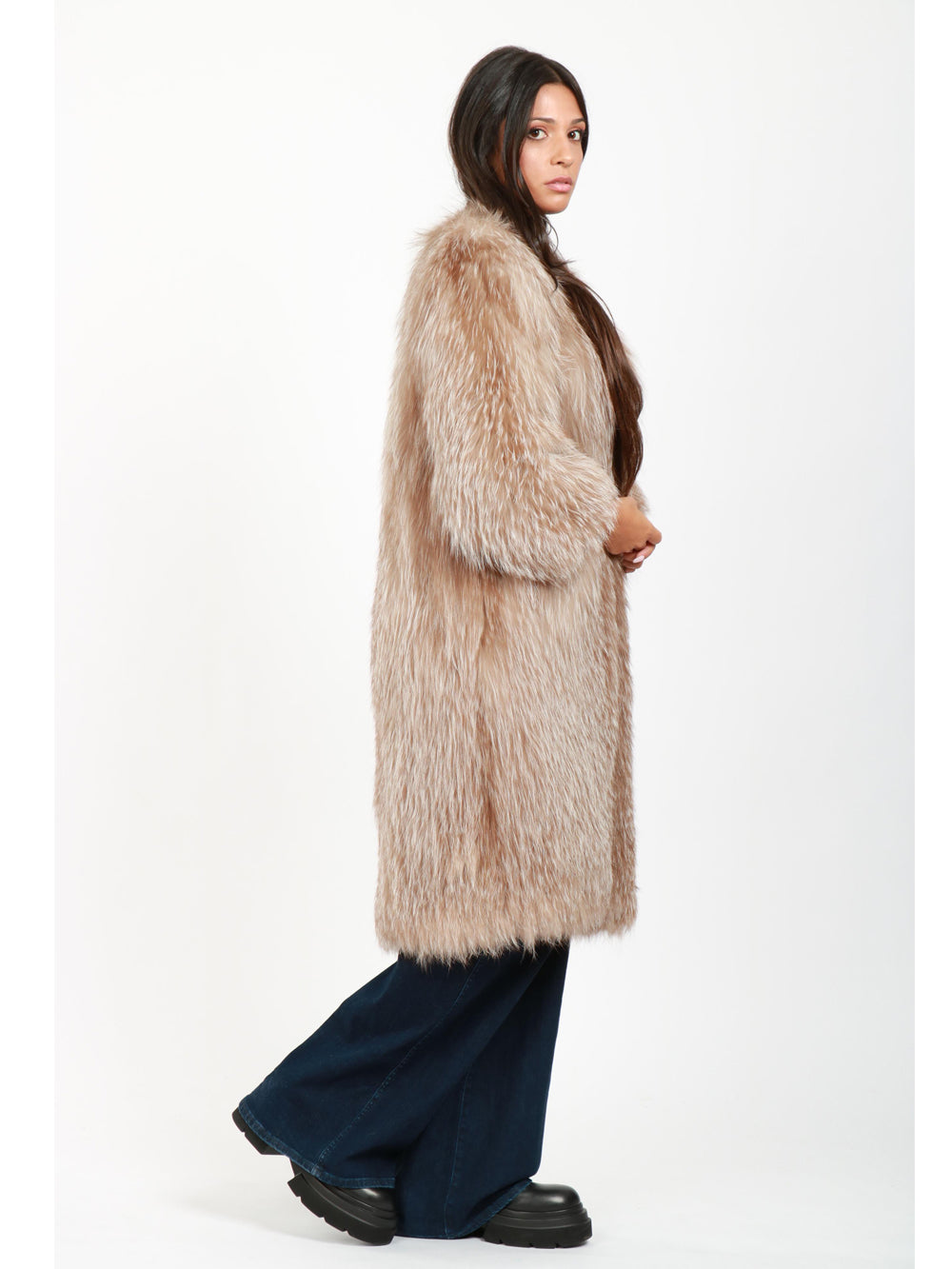 Pelliccia Girocollo in Volpe Beige