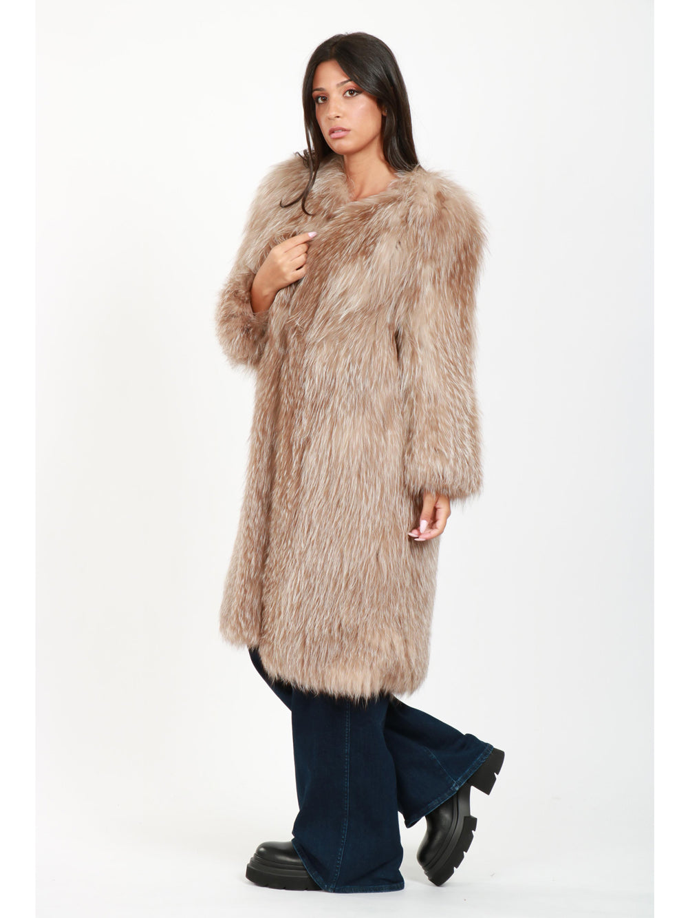 Pelliccia Girocollo in Volpe Beige