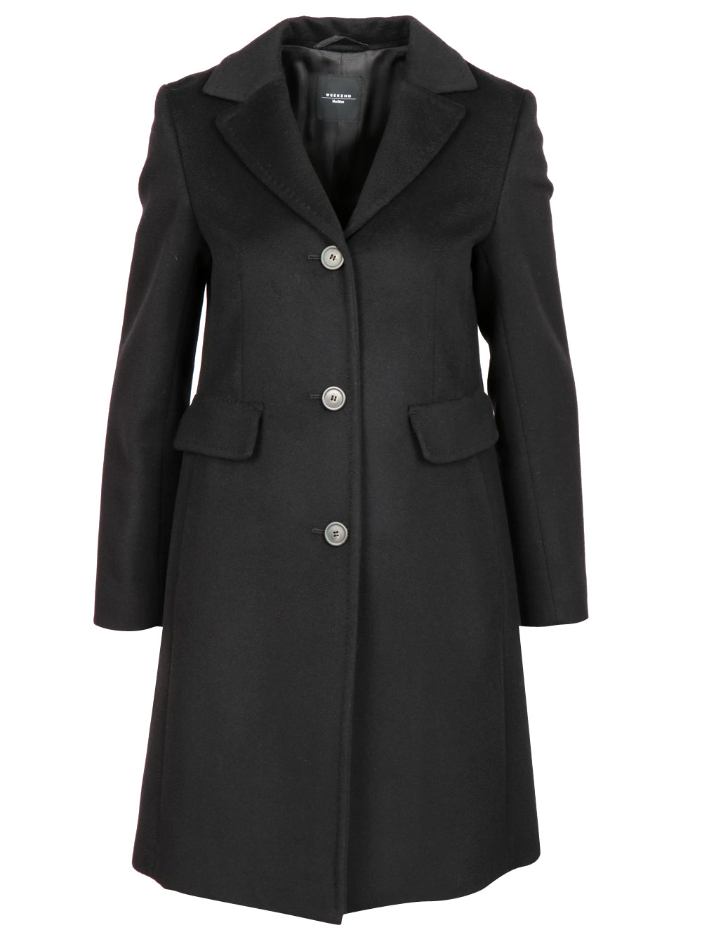 Max Mara Black Double Breasted Maxi Coat Double-sided Wool Coat