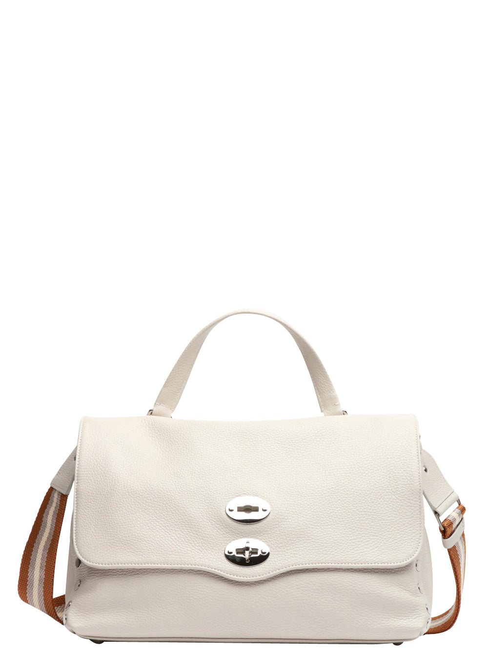 Postina Daily Medium Handbag in White Leather with Shoulder Straps