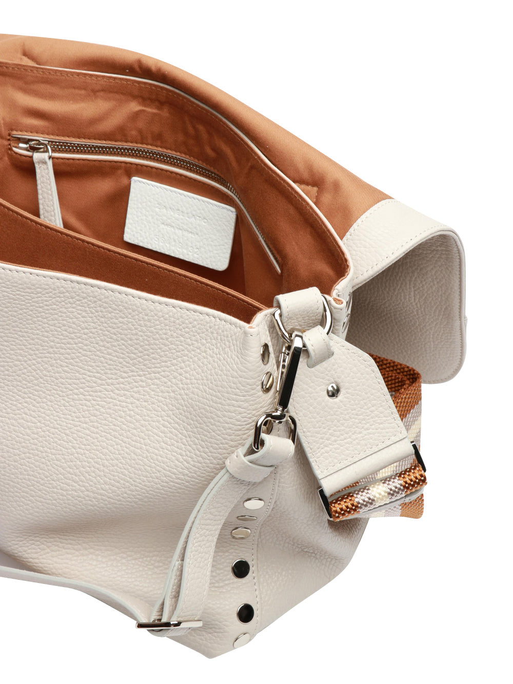 Postina Daily Medium Handbag in White Leather with Shoulder Straps