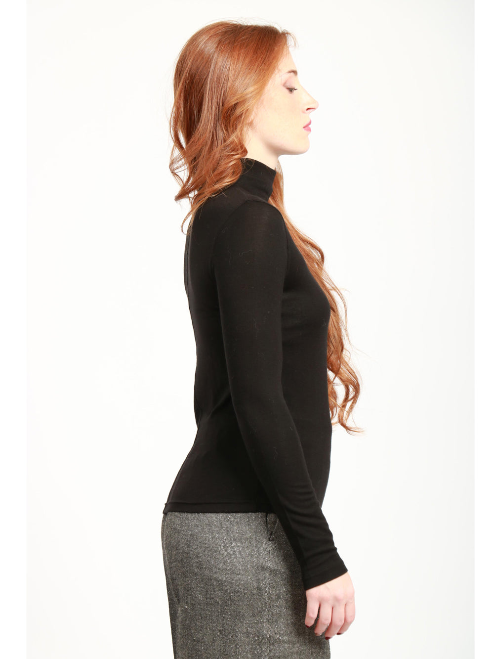 ABSOLUT CASHMERE Maglia in Misto Lana Nera con Collo Alto Nero