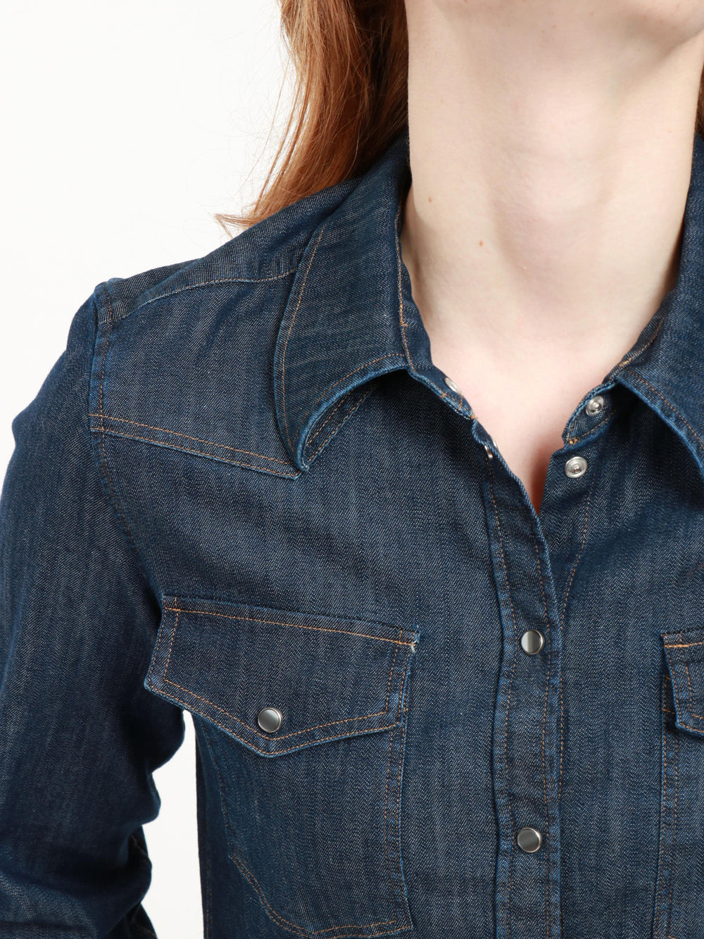 Camicia in Denim di Cotone Blu Scuro