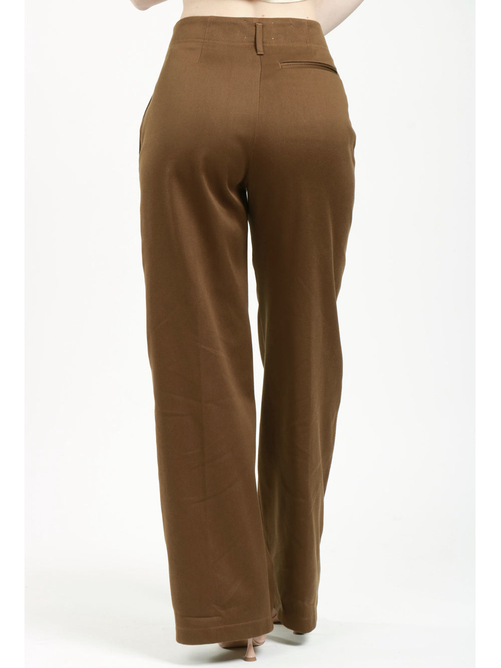 Pantaloni Gamba Dritta in Cotone Oliva