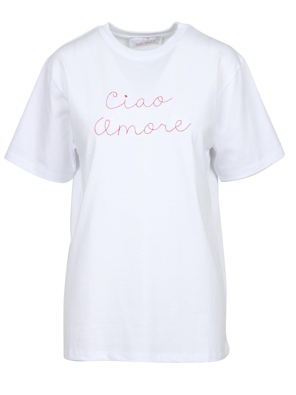 GIADA BENINCASA T-Shirt Ciao Amore Girocollo in Cotone Bianca con