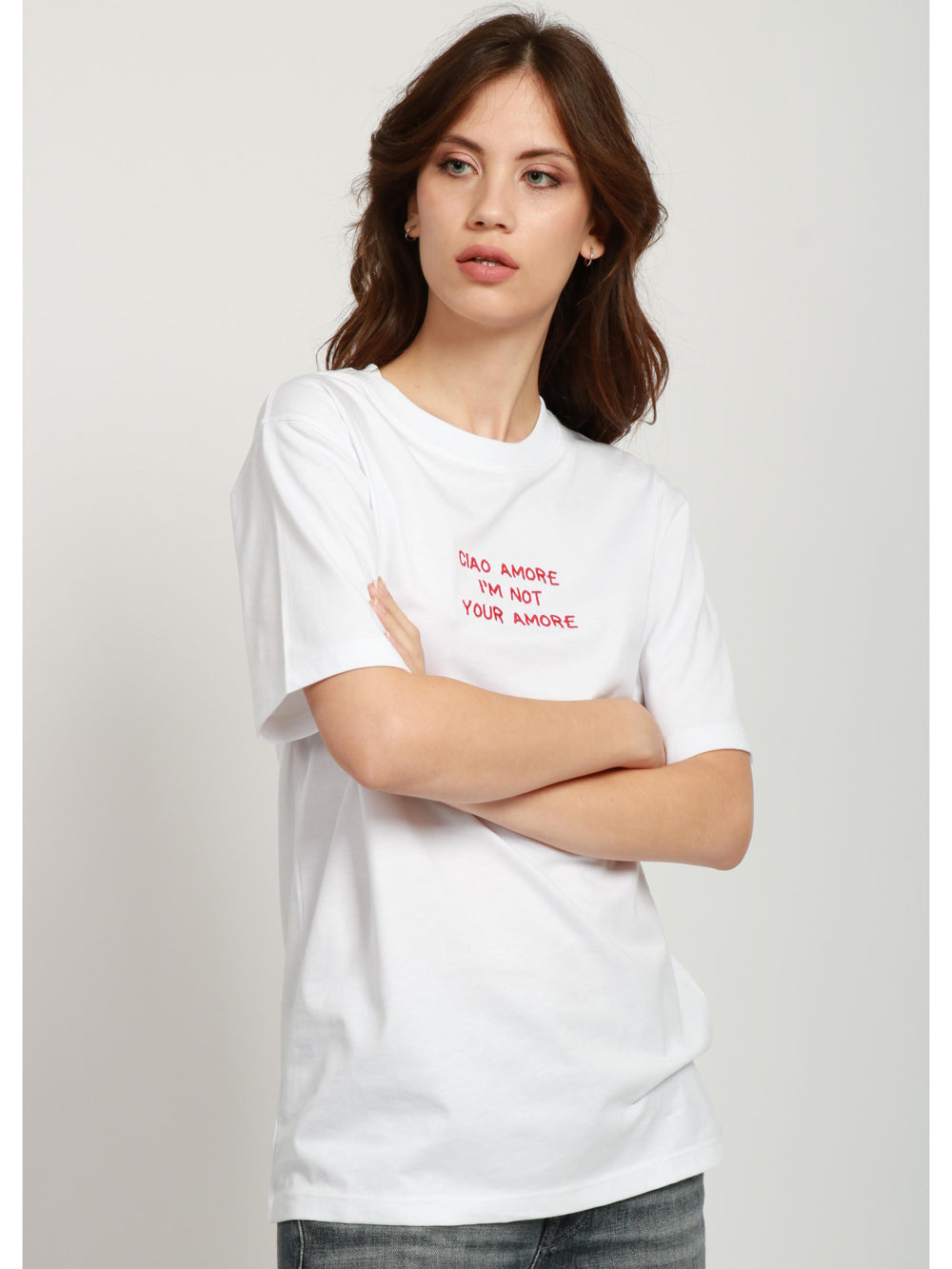 T-Shirt Ciao Amore I'M Not Your Amore in Cotone Bianca