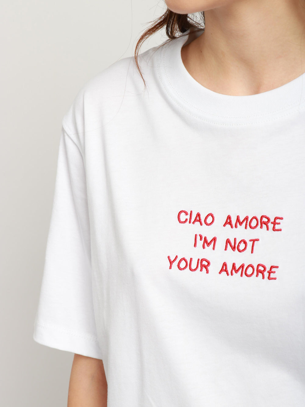 T-Shirt Ciao Amore I'M Not Your Amore in Cotone Bianca