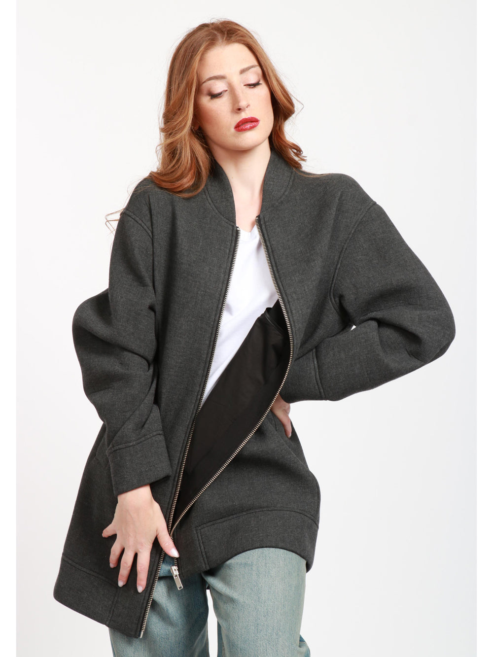 Bomber in Misto Lana Grigio