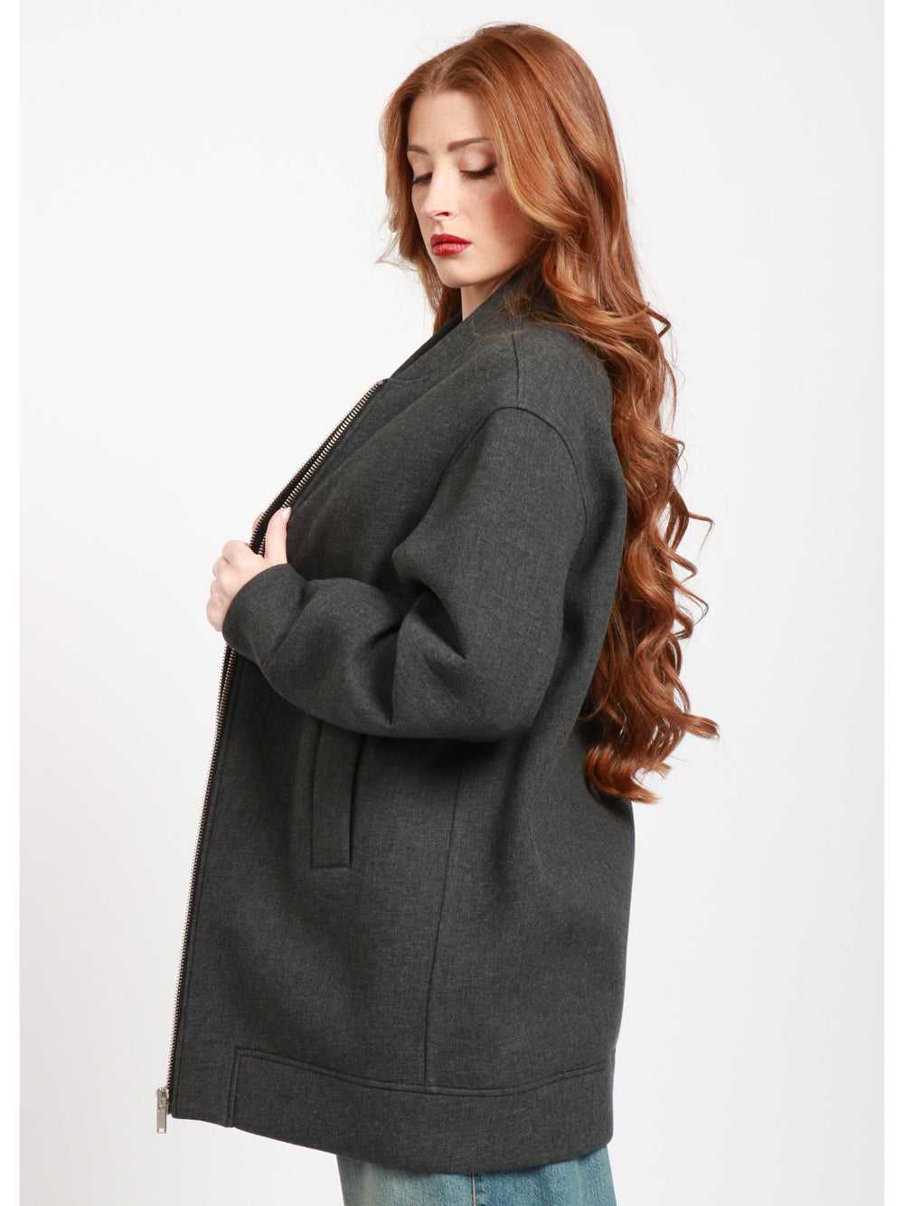 Bomber in Misto Lana Grigio