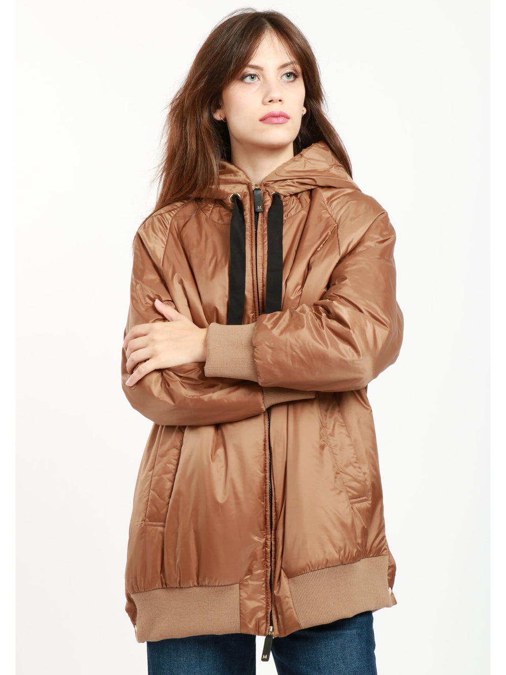 Greenma jacket in Bronze anti-drop fabric with hood