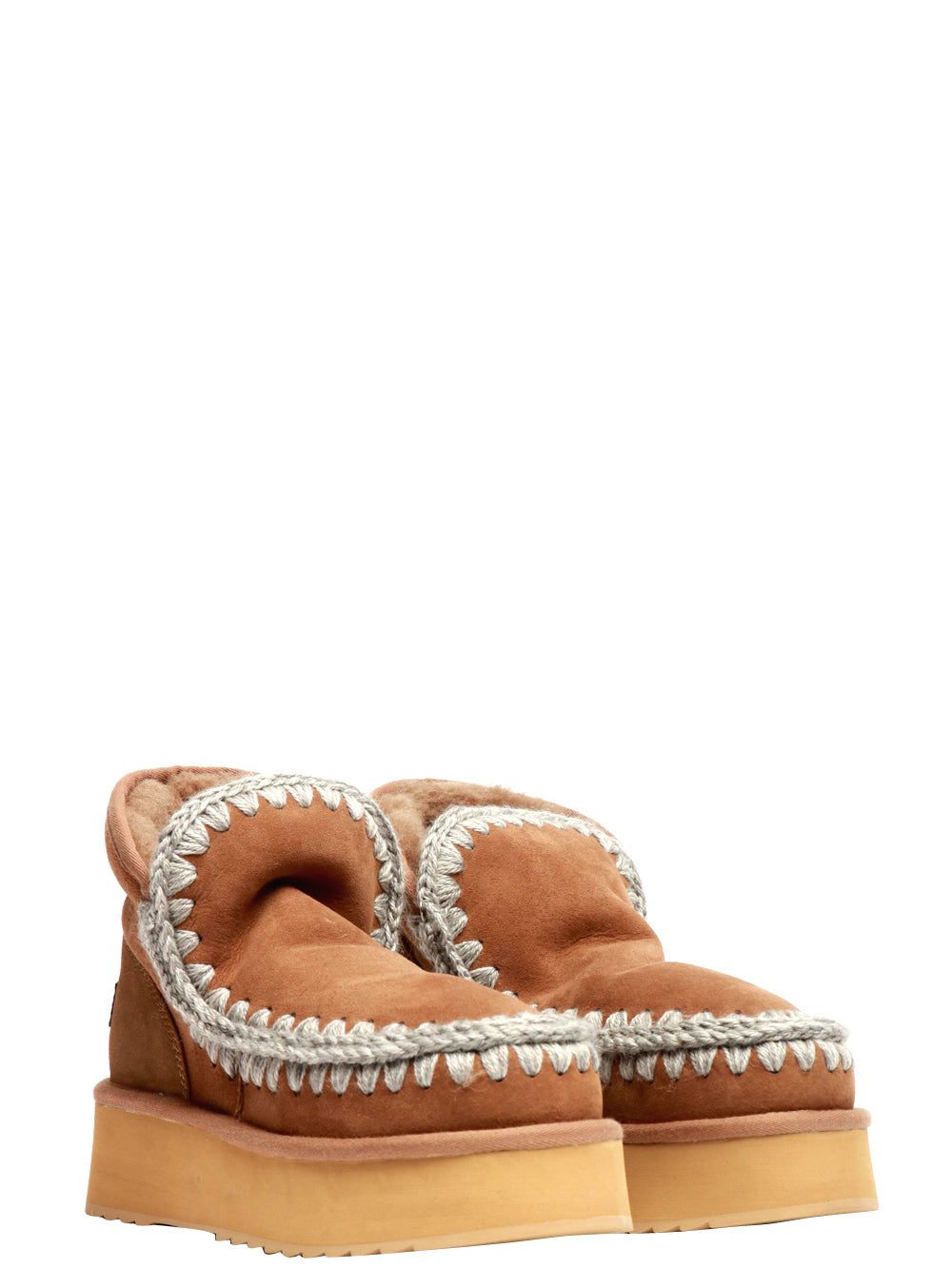 Stivali Mini Eskimo Platform in Suede Fango