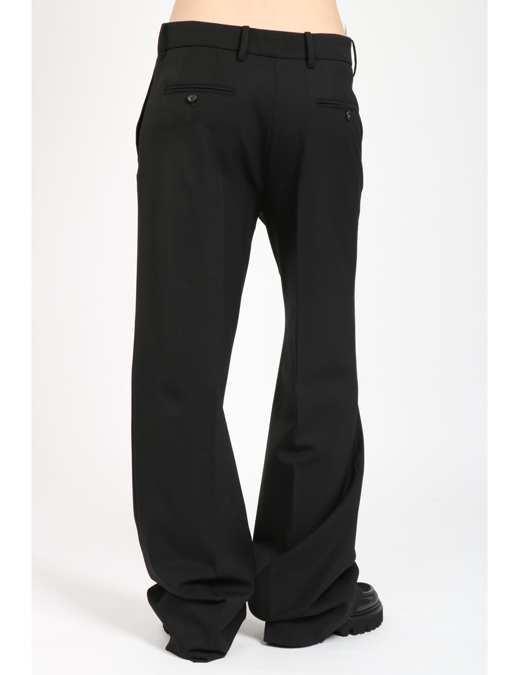 Pantaloni Palazzo in Fresco di Lana Neri