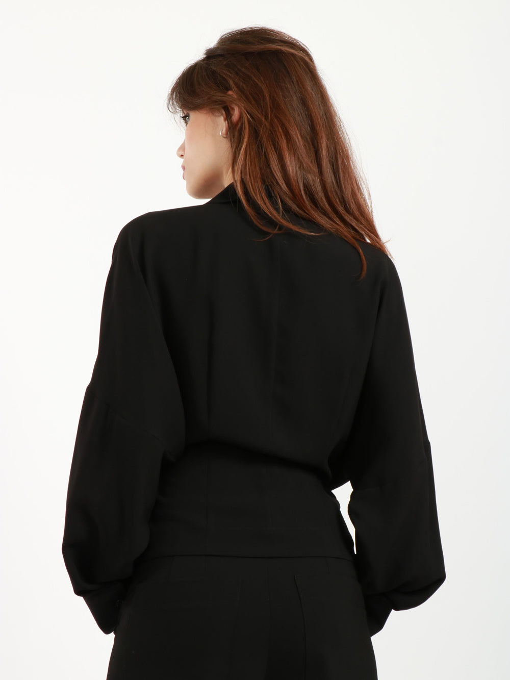 Camicia Cache Coeur in Crêpe Nera