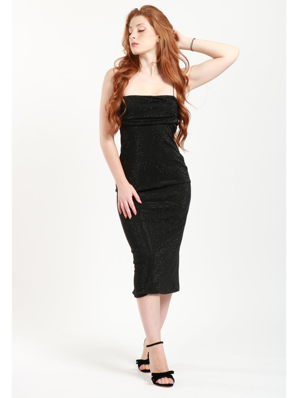 Vestito a Tubino Nero con Strass