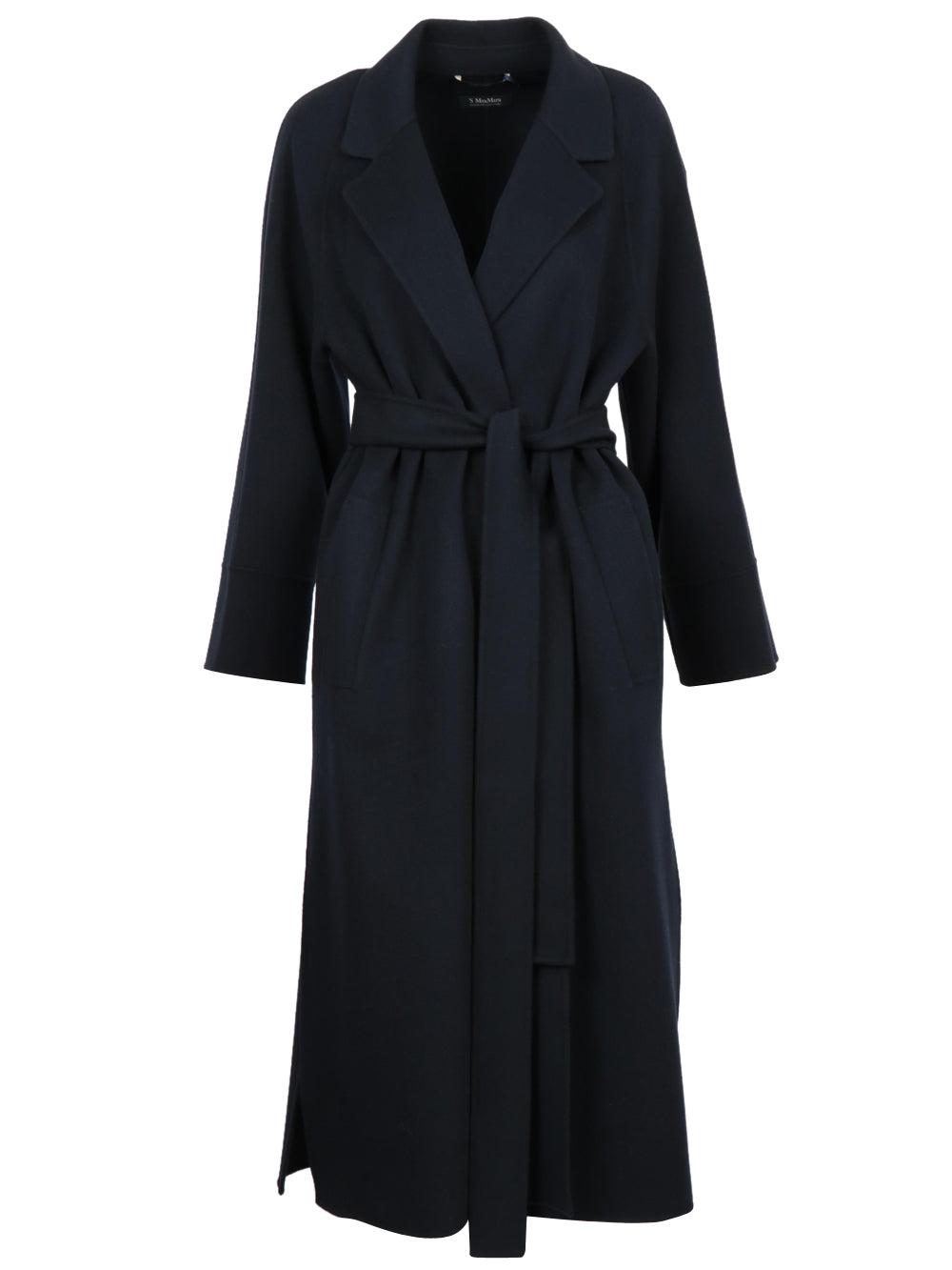 Cappotto Agata a Vestaglia in Doppio Panna di Lana Blu