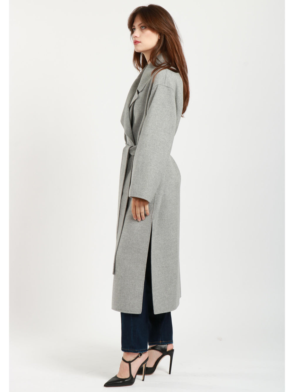 Cappotto Olanda a Vestaglia in Doppio Panna di Lana Grigio