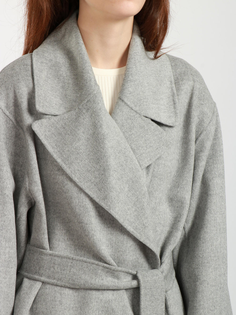 Cappotto Olanda a Vestaglia in Doppio Panna di Lana Grigio